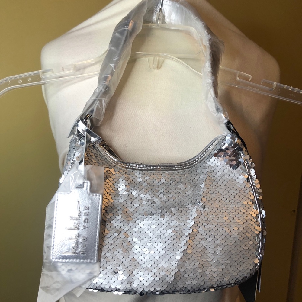 Nicole Miller Silver Sequin Shoulder Bag